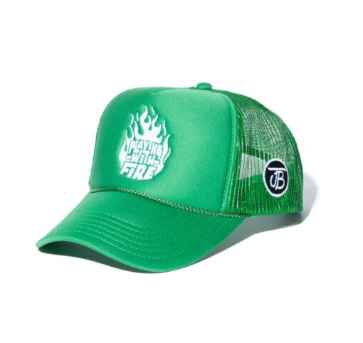 Jungle Boys Clothing Playing With Fire Trucker Hat (Green)